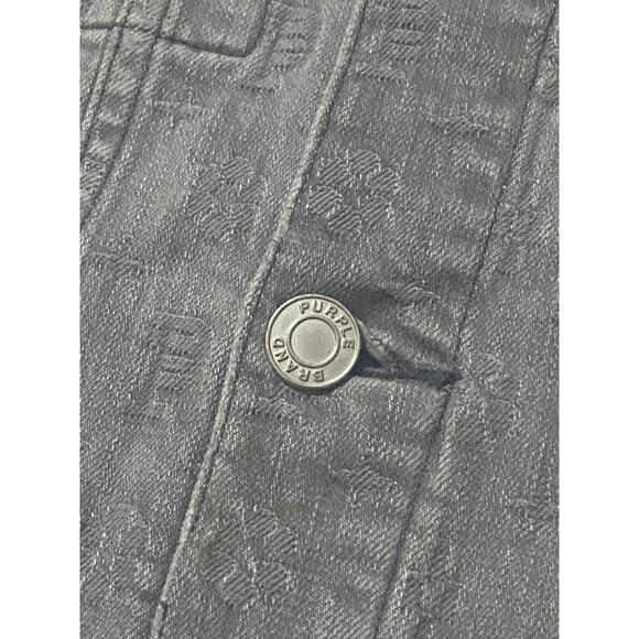 PURPLE BRAND P024 Washed Grey Jacquard Trucker Denim Jacket - Picture 5 of 8